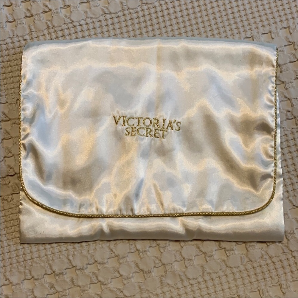 Vintage Victoria’s Secret Gold Label ivory satin lingerie storage bag